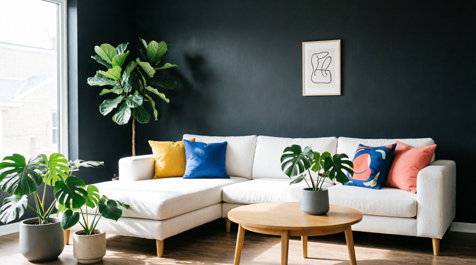 Белый диван в гостинной