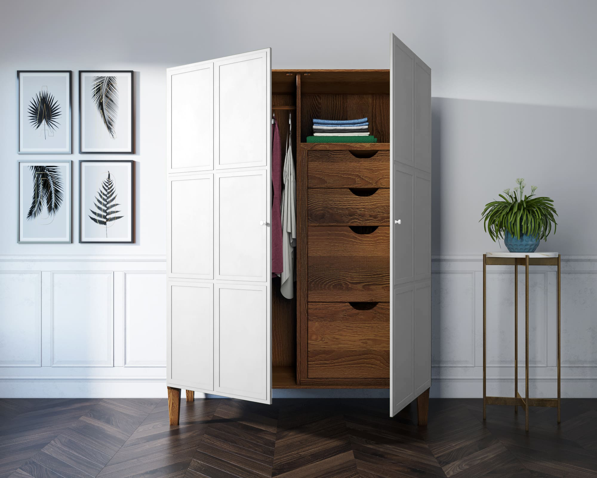 заказать Шкаф "Andersen" широкий двухстворчатый арт AN27WH