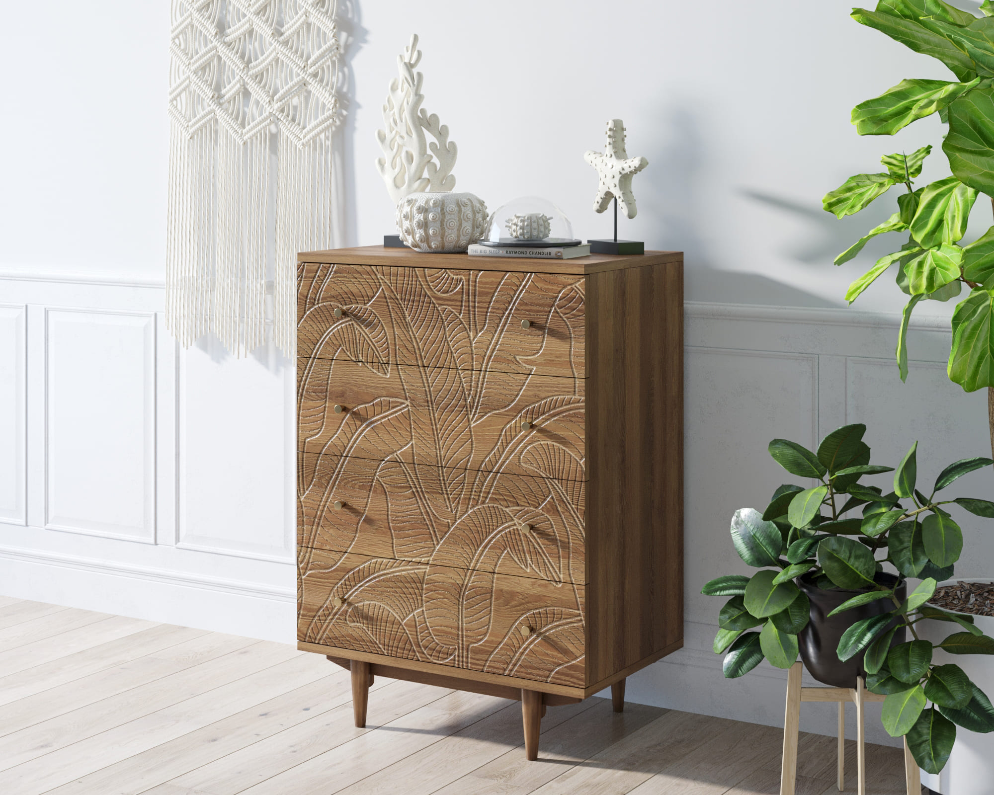 заказать Комод "Boho" на 4 ящика джангл арт BH10