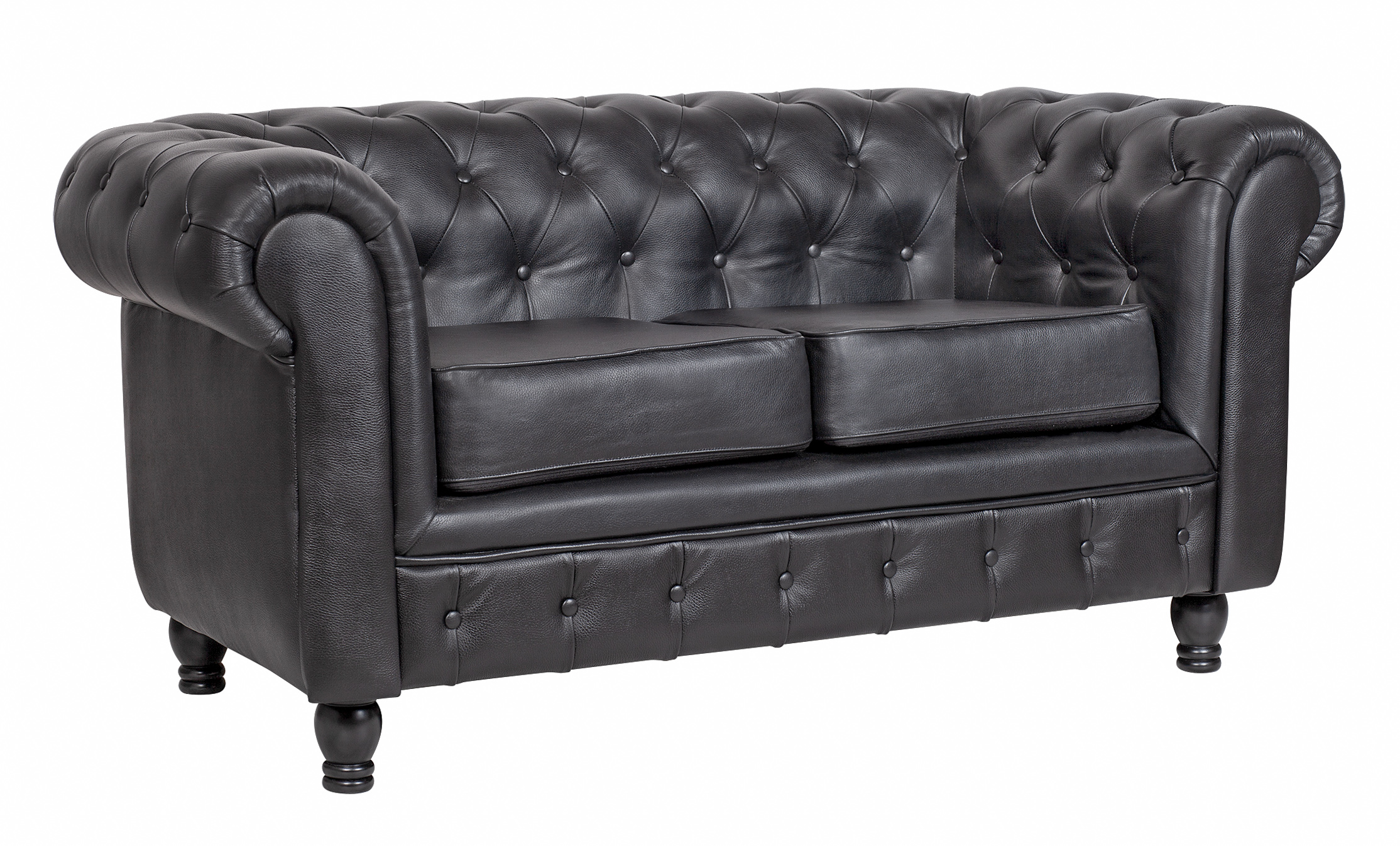 купить Диван из черной кожи Chesterfield Black Leather 2S в Москве купить Диван из черной кожи Chesterfield Black Leather 2S