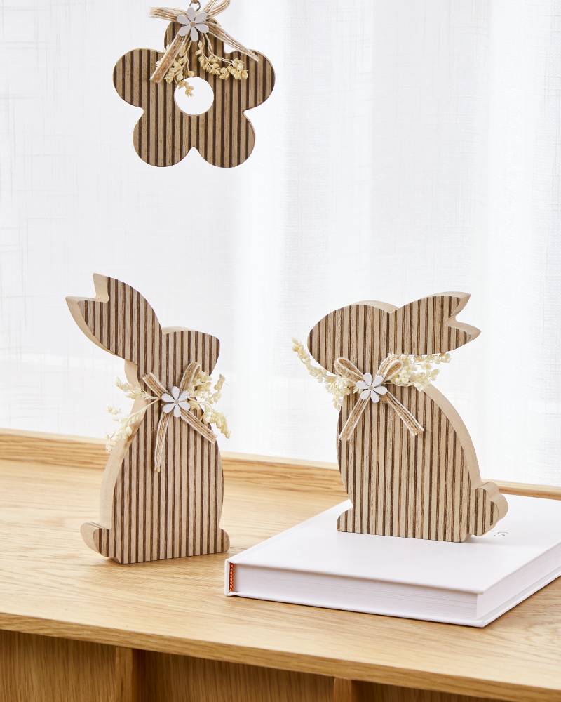 купить 427842 Статуэтка Заяц BALMAHA, L105, B27, H180, дерево, натуральный, бежевый, кремовый