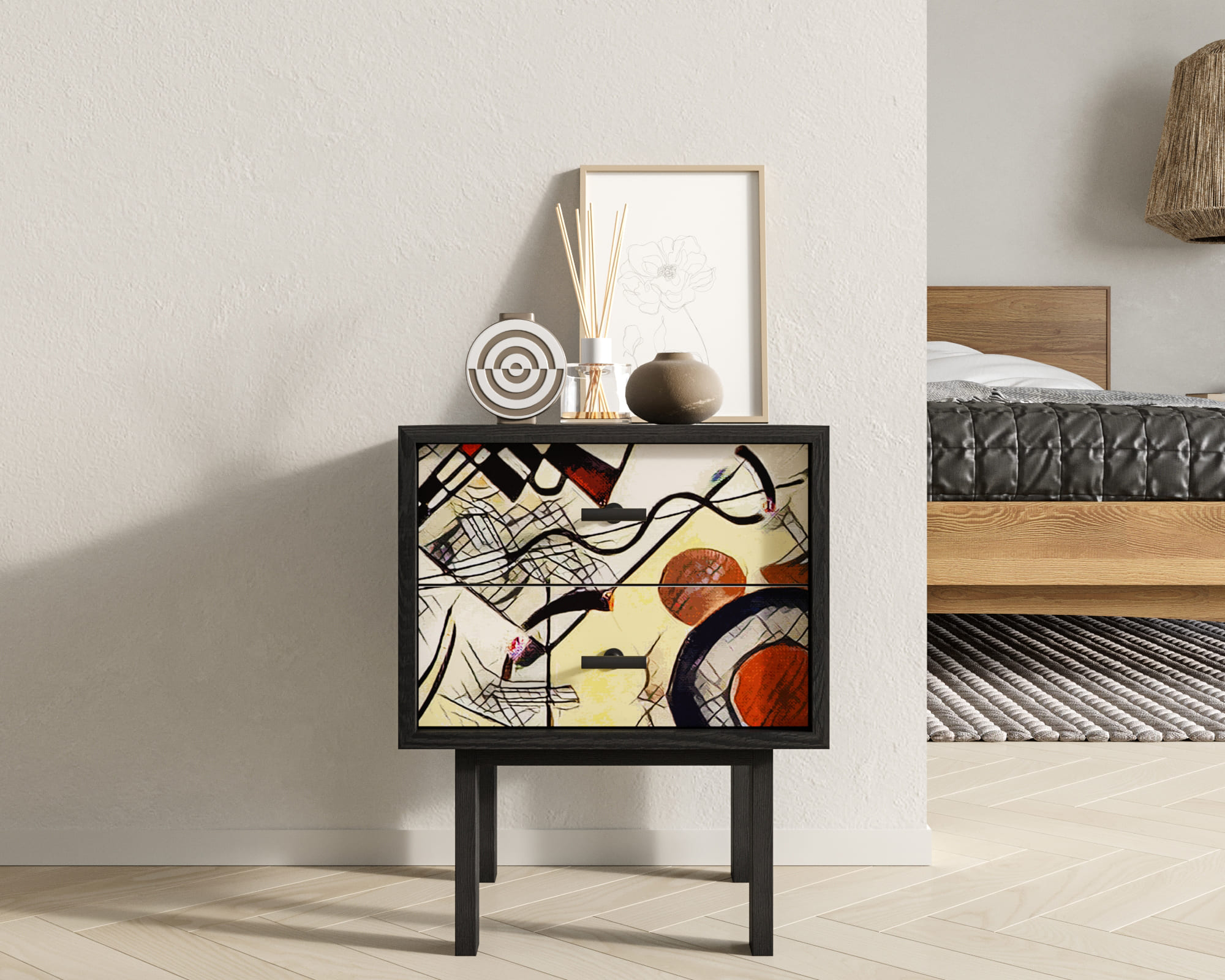 Тумбочка с двумя ящиками "Emerson" by Kandinsky арт EM16/Print_01 в интернет-магазине