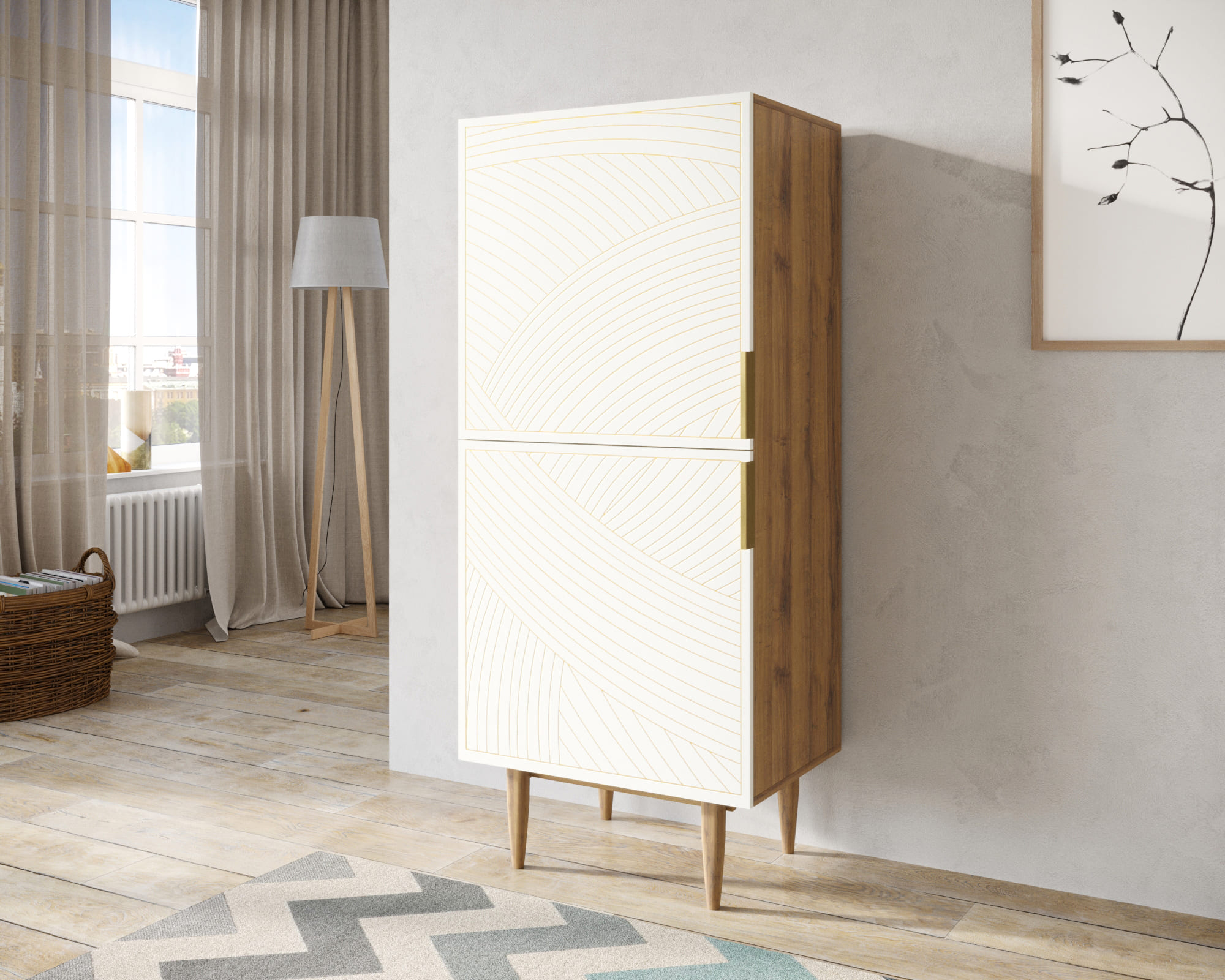 заказать Вертикальный комод с двумя дверками "Line" LN05/GR1/beige