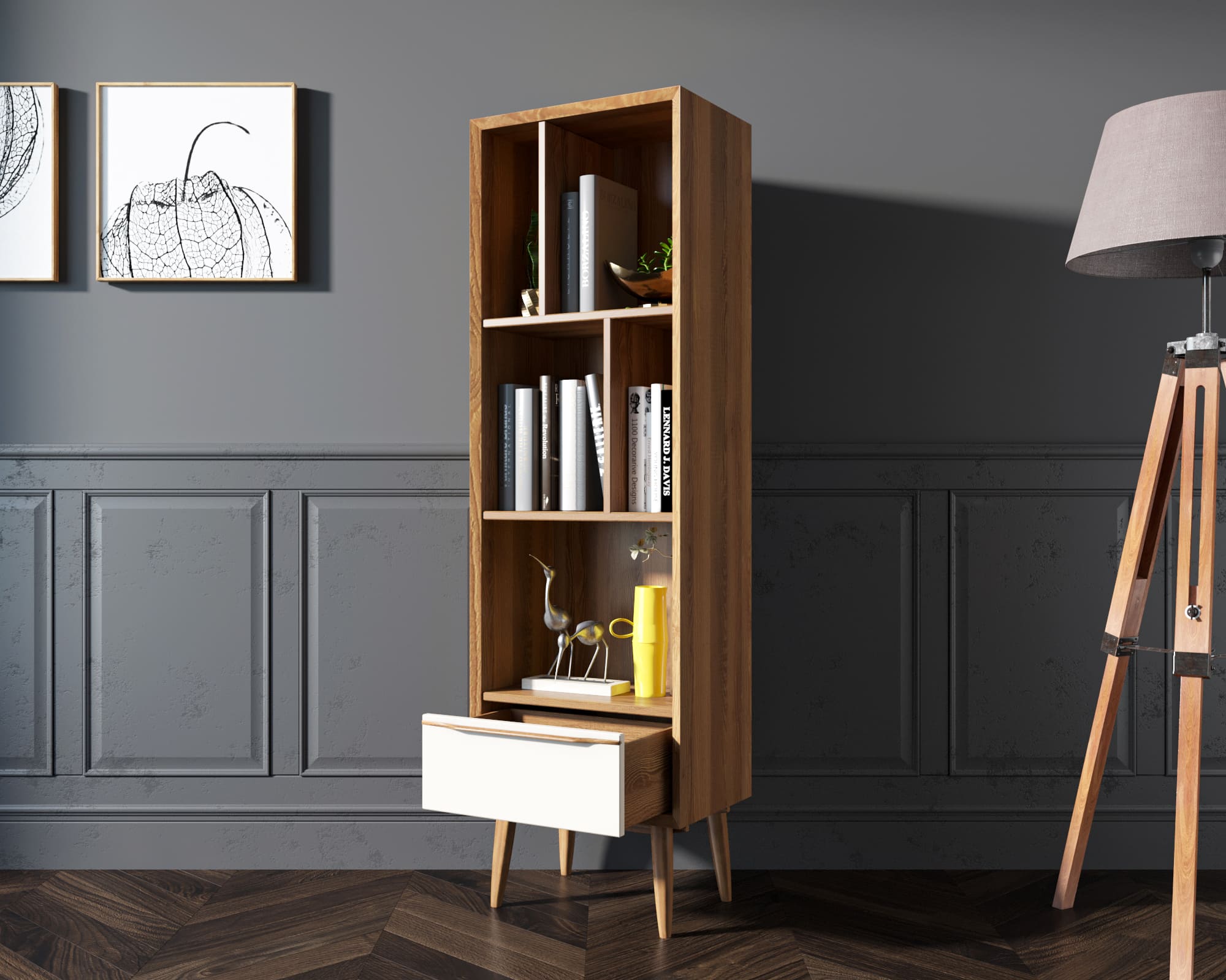 купить Узкий стеллаж "Bruni white" арт BR26WH