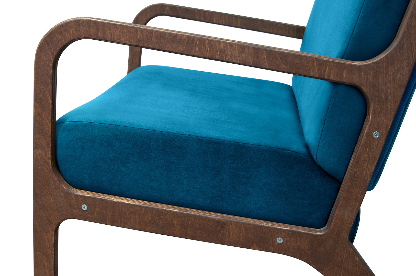 Низкое кресло с деревянными подлокотниками Mody Marine цвет синий в интернет-магазине