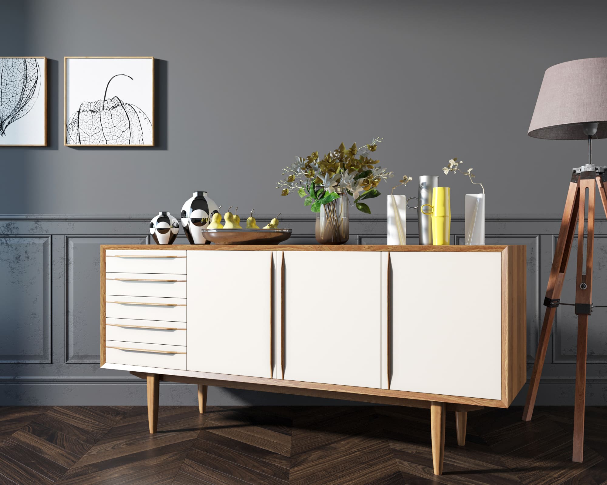 Комод "Bruni white" три дверки арт BR04WH в интернет-магазине