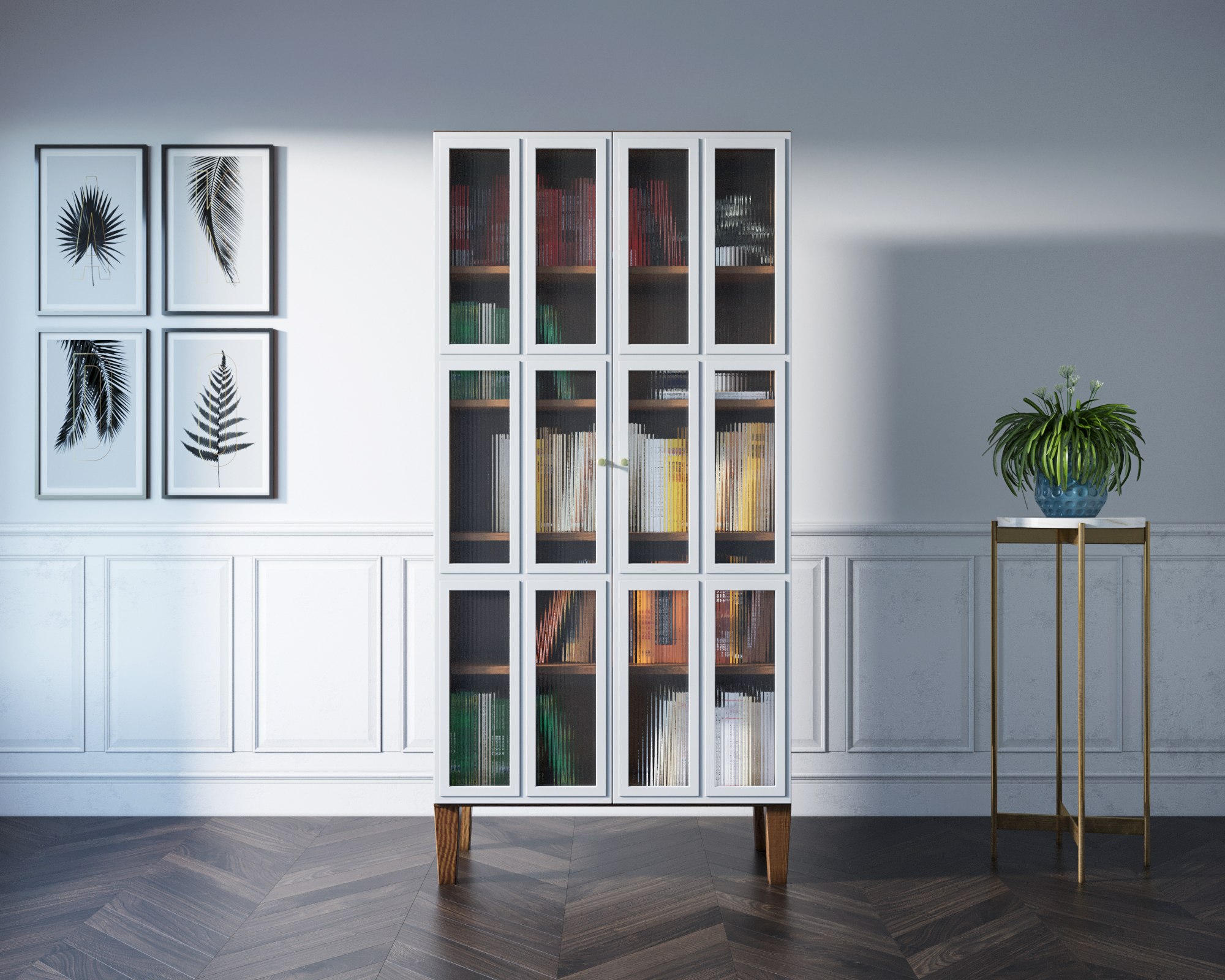 Шкаф двухстворчатый "Andersen" с рифлеными стеклами арт AN12WH в интернет-магазине