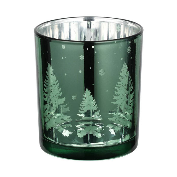 422512 Подсвечник рождественский LUKUT, стекло/зелёный,серебро, 70?80х70 мм