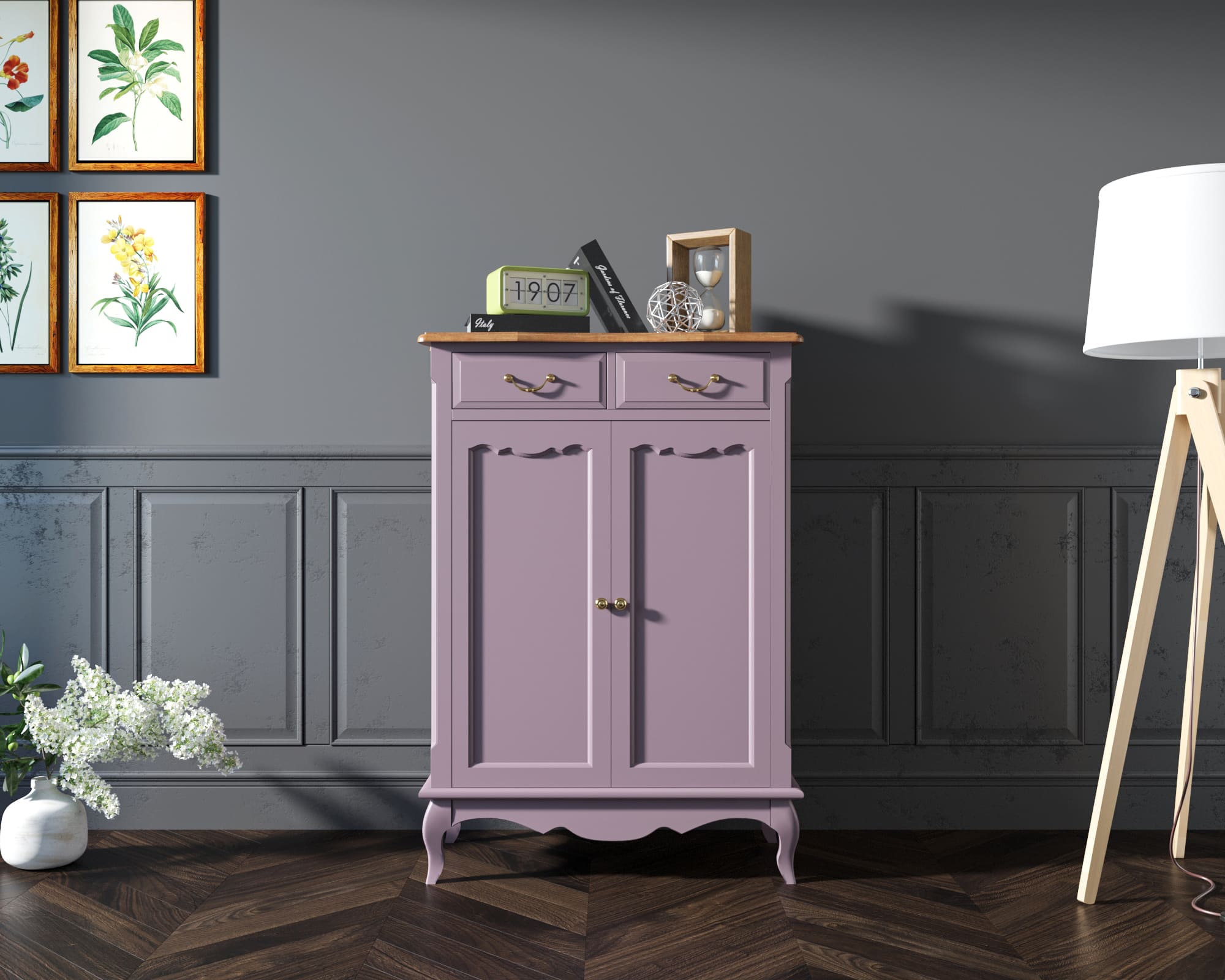 Комод «Leontina Lavanda» на 2 ящика 2 дверки арт ST9329RL в интерьере