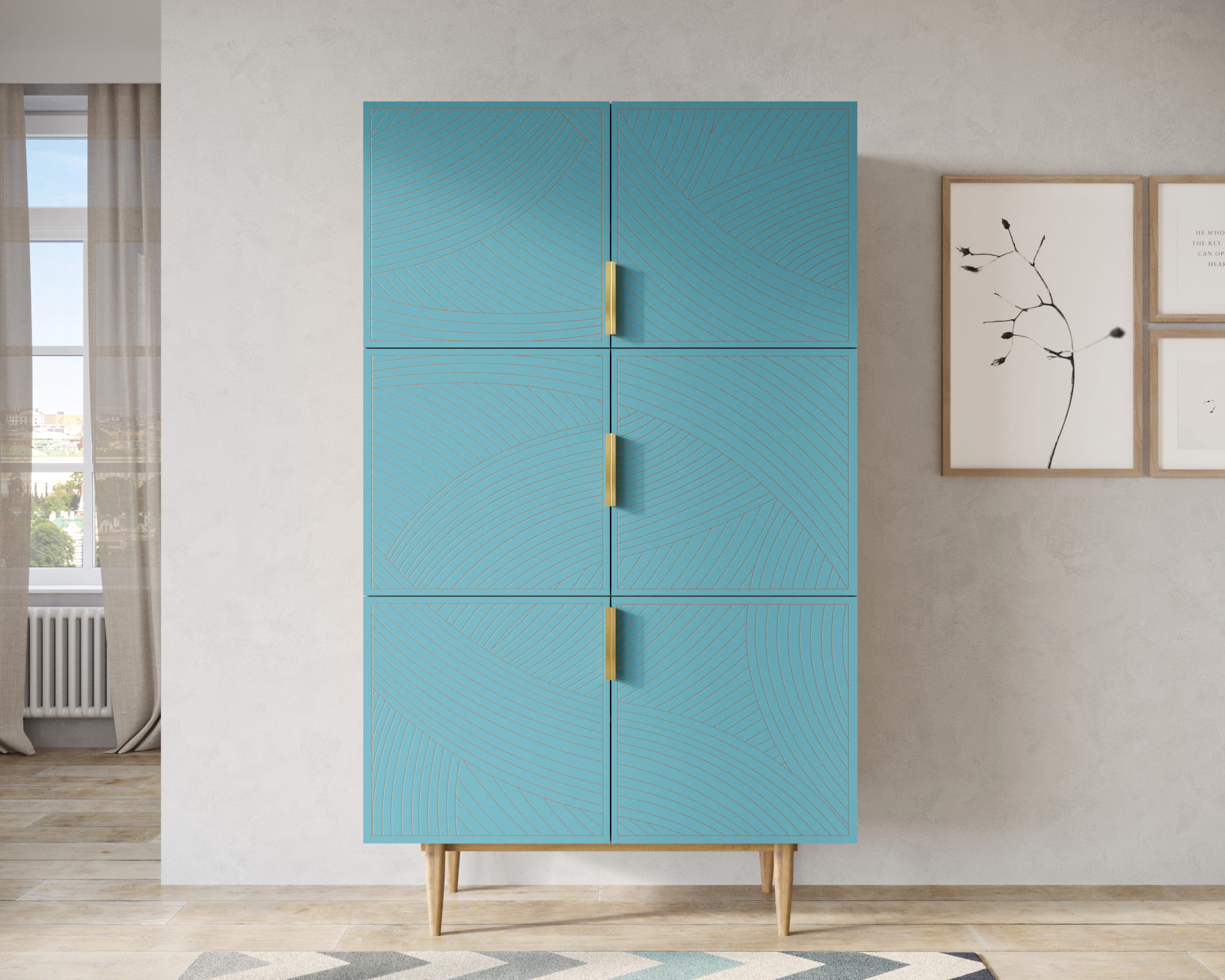 Большой комод с шестью дверками "Line" LN04/GR1/blue в интернет-магазине