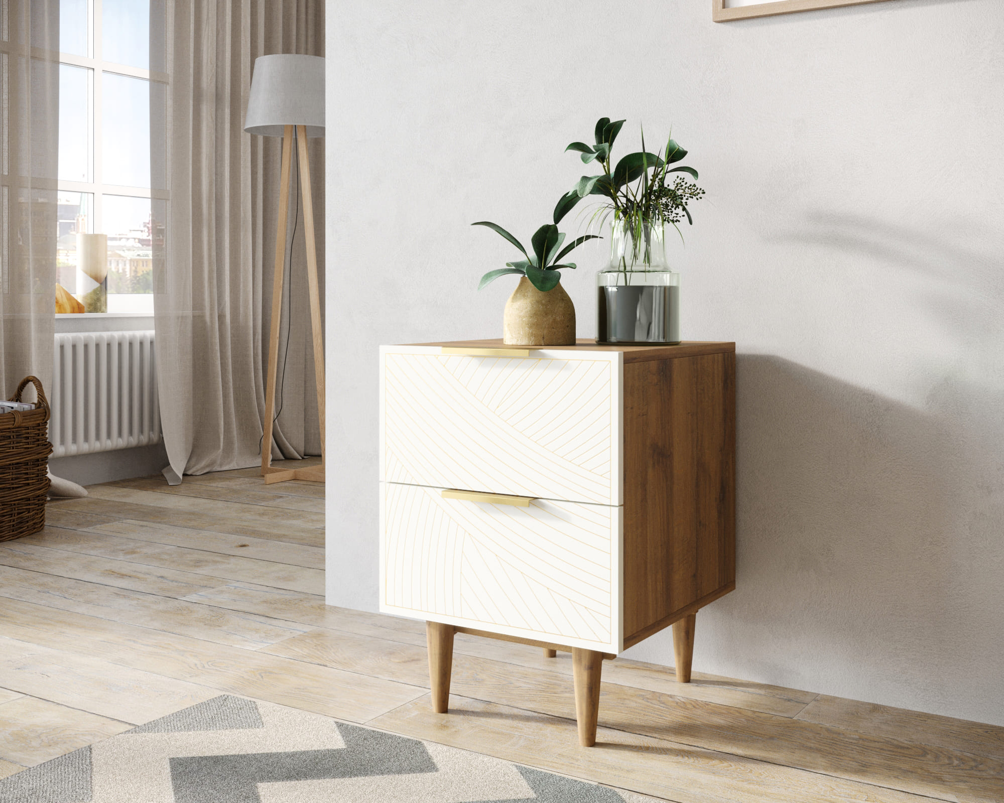 заказать Тумбочка с двумя ящиками "Line" LN07/GR1/beige