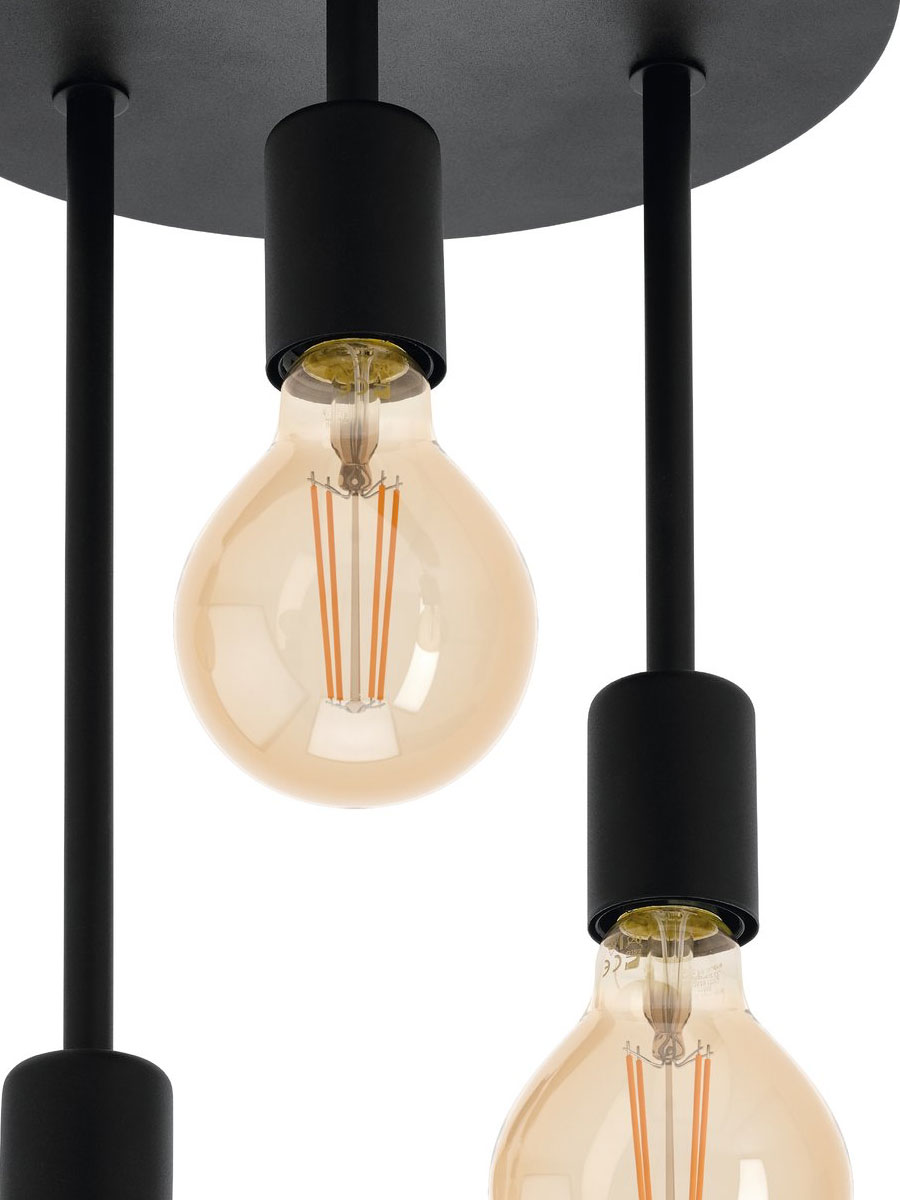 купить 43126 Потолочный светильник WILMCOTE, 3х60W (E27), ?280, H380, сталь, черный