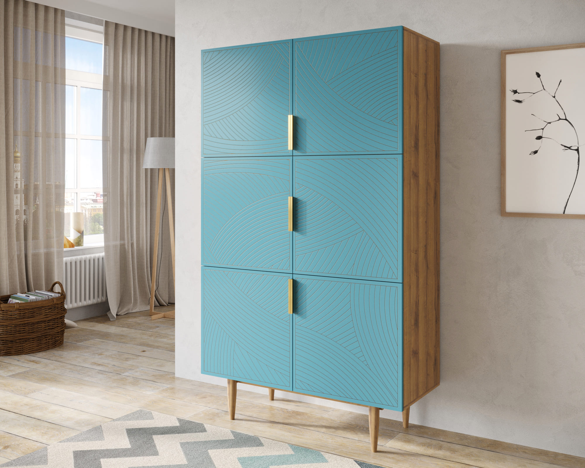 заказать Большой комод с шестью дверками "Line" LN04/GR1/blue