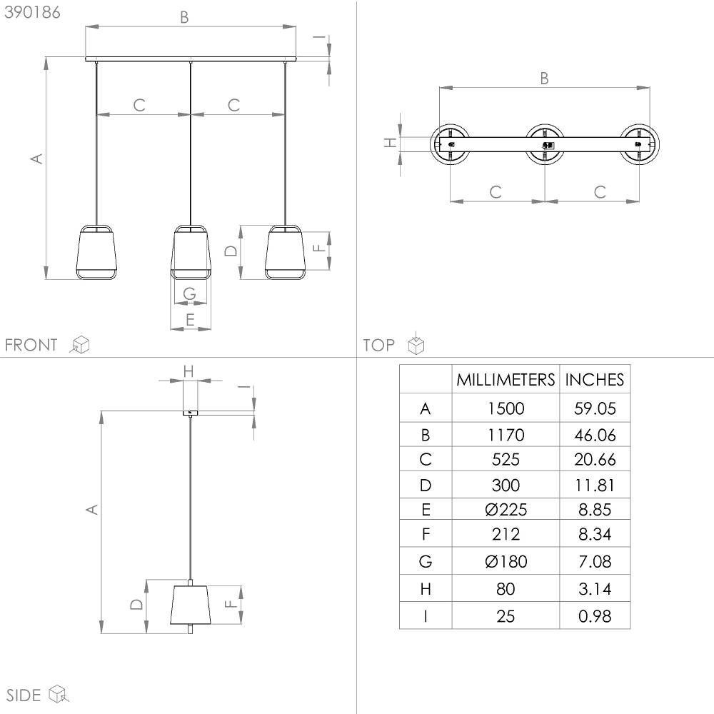 390186 Подвес CAMALOZA, 3x40W(E27), сталь, дерево, черный, коричневый в интернет-магазине