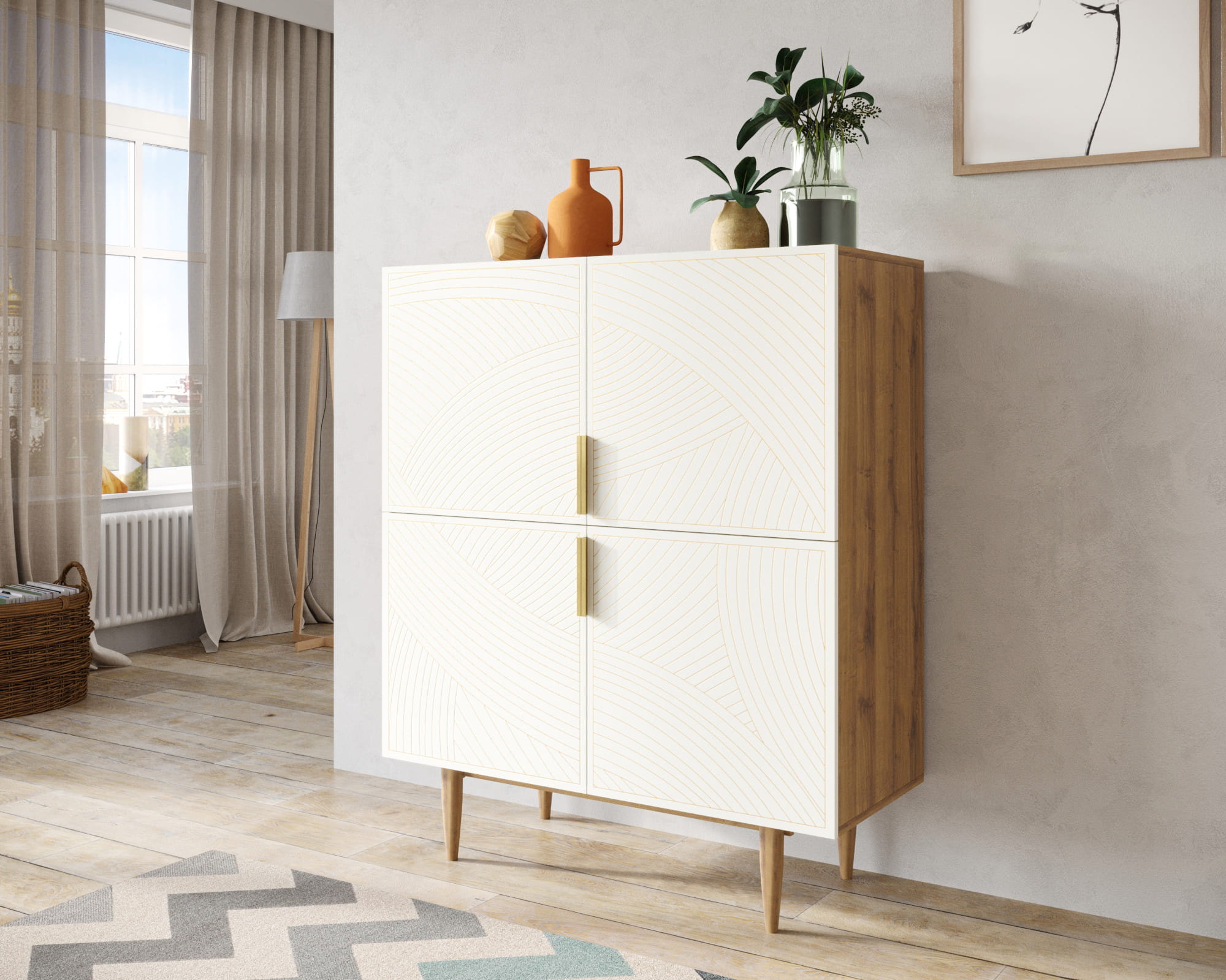 заказать Большой комод с четырьмя дверками "Line" LN03/GR1/beige