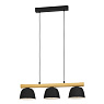 43739 Подвесной потолочный светильник (люстра) SHERBURN, 3Х40W, E27, L770, B200, H1100, сталь, черный/дерево, коричневый