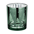 422513 Подсвечник рождественский LUKUT, стекло/зелёный/серебро, 88?100х88 мм №0