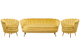 Комплект кресел и дивана ракушка Pearl Triple Yellow