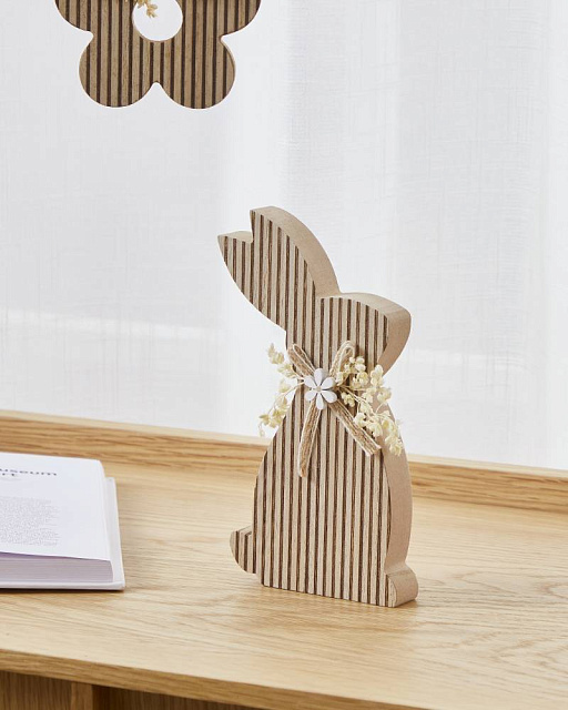 427842 Статуэтка Заяц BALMAHA, L105, B27, H180, дерево, натуральный, бежевый, кремовый