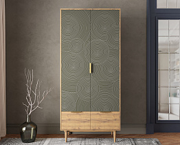 Шкаф двухстворчатый с ящиками "Line" R26/browngrey