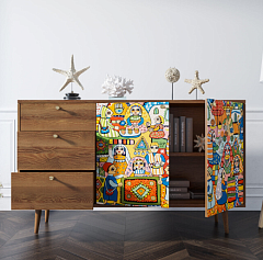 Комод "Berber" с двумя дверками и ящиками 1 принт арт BB05/Print_01