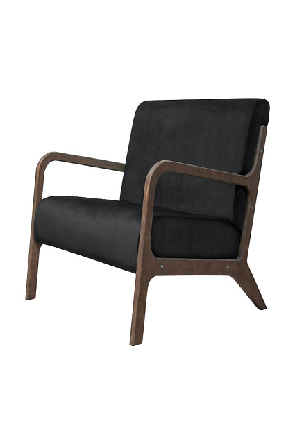 Низкое кресло с деревянными подлокотниками Mody Black черное в Екатеринбурге Низкое кресло с деревянными подлокотниками Mody Black черное