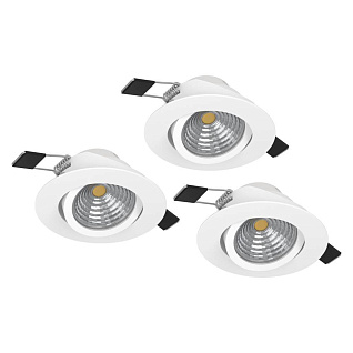 900745 Комплект встраиваемых диммируемых светильников SALICETO, 3X6W (LED), 2700K, 1350lm, ?88, алюминий, белый / стекло, прозрачный, белый