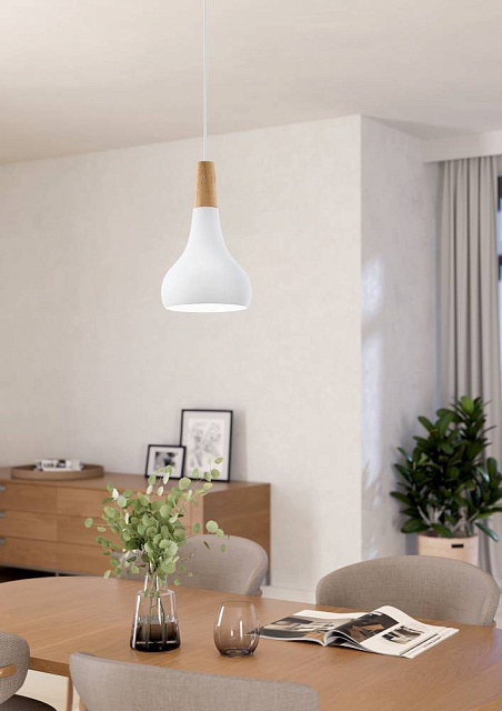 901177 Подвес SABINAR, 1х40W(E27), ?180, сталь, белый/дерево, коричневый в Екатеринбурге 901177 Подвес SABINAR, 1х40W(E27), ?180, сталь, белый/дерево, коричневый