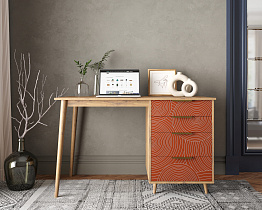 Стол рабочий "Line" одной тумбой R23/red