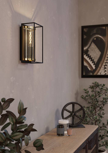 43789 Бра (настенный светильник) NOHALES, 1X40W (E27), H320, сталь, черный, латунь в Екатеринбурге 43789 Бра (настенный светильник) NOHALES, 1X40W (E27), H320, сталь, черный, латунь