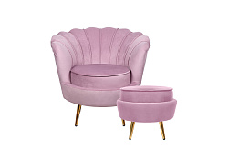 Кресло с пуфом ракушка Pearl Pink в Екатеринбурге