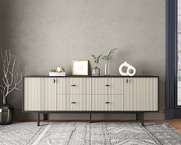 Комод две дверки и четыре ящика "Emerson" арт EM19/milky/L