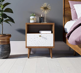 Тумбочка "Berber" с одним ящиком 15 принт арт BB06/Print_15, разноцветная