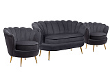 Комплект кресел и дивана ракушка Pearl Double Black №1