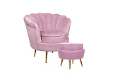 Кресло с пуфом ракушка Pearl Pink №1
