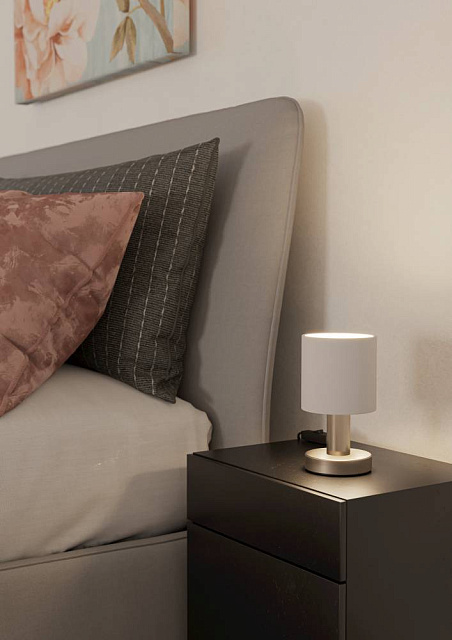 31841 Настольная лампа MONTETTO, 1X40W(E14), сталь, никель матовый, белый