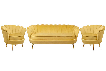 Комплект кресел и дивана ракушка Pearl Triple Yellow