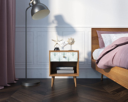 Тумбочка "Berber" с открытой полкой 38 принт арт BB33/Print_38, разноцветная