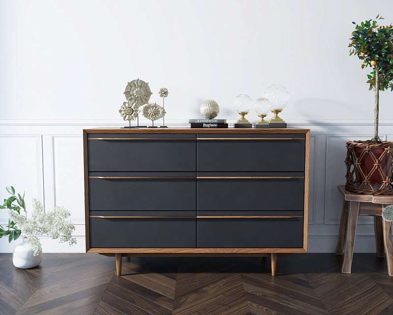 Комод "Bruni Black" с шестью ящиками арт BR05Black