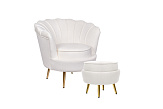 Кресло с пуфом ракушка Pearl Beige №1