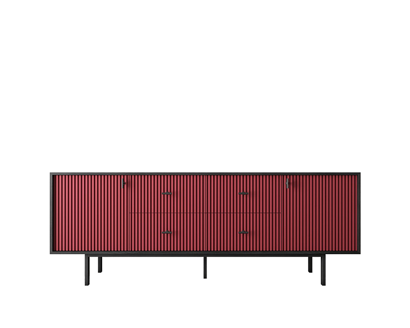 Комод две дверки и четыре ящика "Emerson" арт EM19/red/L