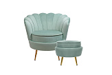 Кресло с пуфом ракушка Pearl Green №0