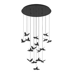 390352 Люстра диммируемая PARATEBUENO, 17X3W (LED), 3000K, 6460lm, ?780, сталь, черный/сталь, пластик, черный никель, сатинированный