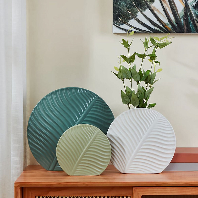 421011 Ваза декоративная TANABE, L335, B85, H310, керамика, зеленый в Екатеринбурге 421011 Ваза декоративная TANABE, L335, B85, H310, керамика, зеленый