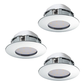 95822 Комплект светодиодных встраиваемых светильников PINEDA, 3х6W(LED), ?78, IP44, пластик, хром