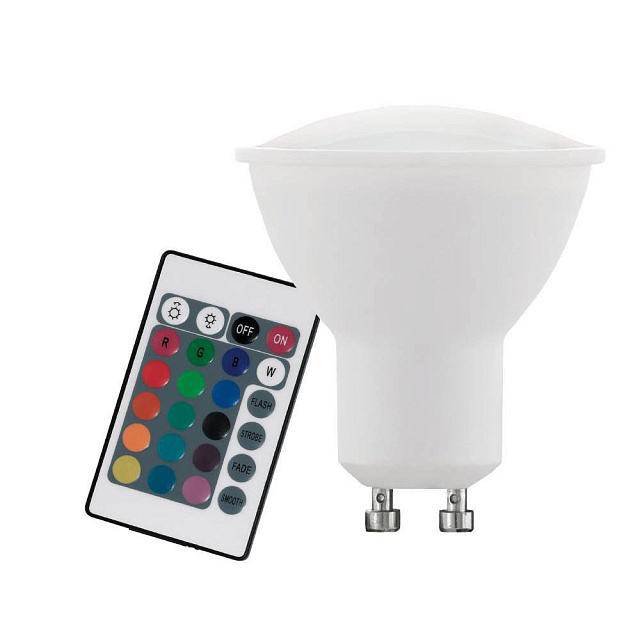 Лампа светодиодная диммируемая RGB с пультом упр-я, 4W (GU10), 3000K, 220lm