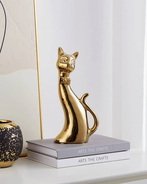 429504 Фигурка Кошка BENANGIN, L120, B80, H250, керамика, золотой в Екатеринбурге 429504 Фигурка Кошка BENANGIN, L120, B80, H250, керамика, золотой