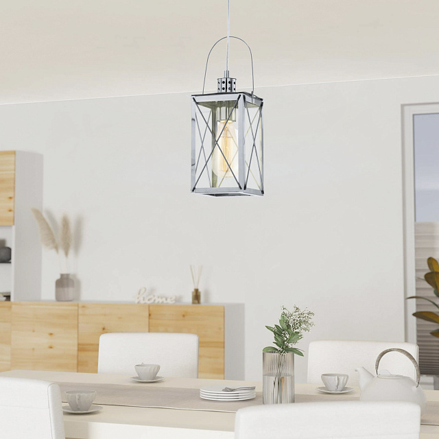 49212 Подвес DONMINGTON, 1x60W (E27), 150х150, сталь,хром/стекло, прозрачный в Екатеринбурге 49212 Подвес DONMINGTON, 1x60W (E27), 150х150, сталь,хром/стекло, прозрачный