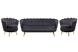 Комплект кресел и дивана ракушка Pearl Triple Black