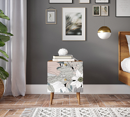 Тумбочка "Berber" с двумя ящиками 50 принт арт BB03/Print_50, разноцветная